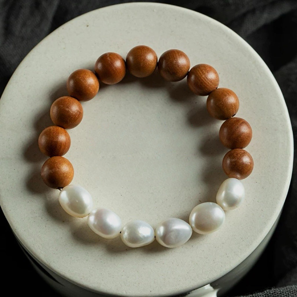 Peach Wood Pearl Bracelet : 棕色 10mm - Seekcase
