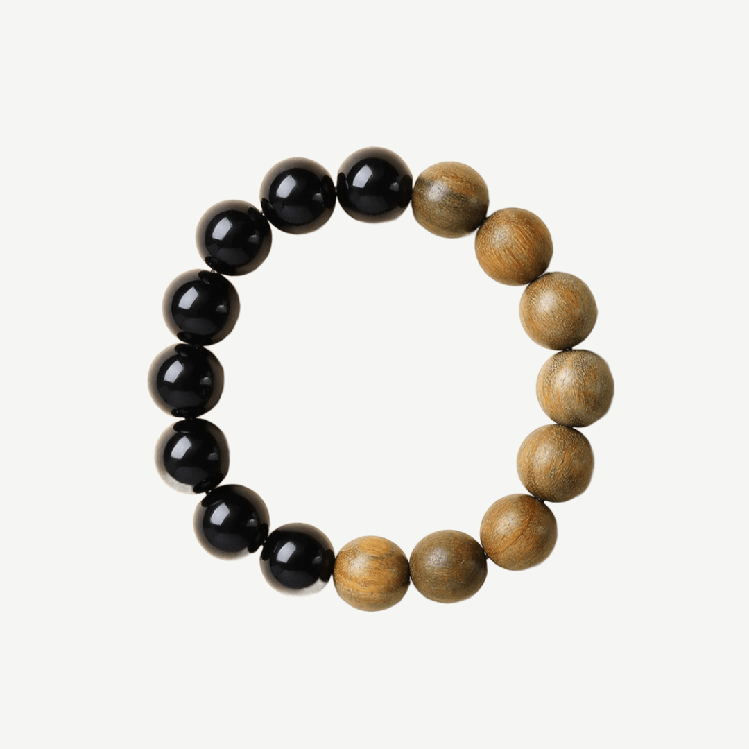 Black Obsidian & Green Sandalwood Bracelet : - Seekcase
