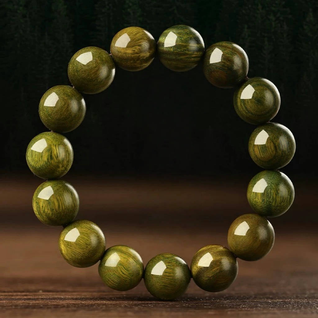 Sweet Green Sandalwood Beads - Oxidizing Prayer Bracelet : - Seekcase