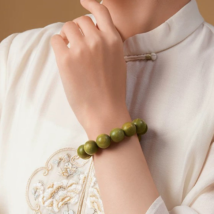 Sweet Green Sandalwood Beads - Oxidizing Prayer Bracelet : - Seekcase