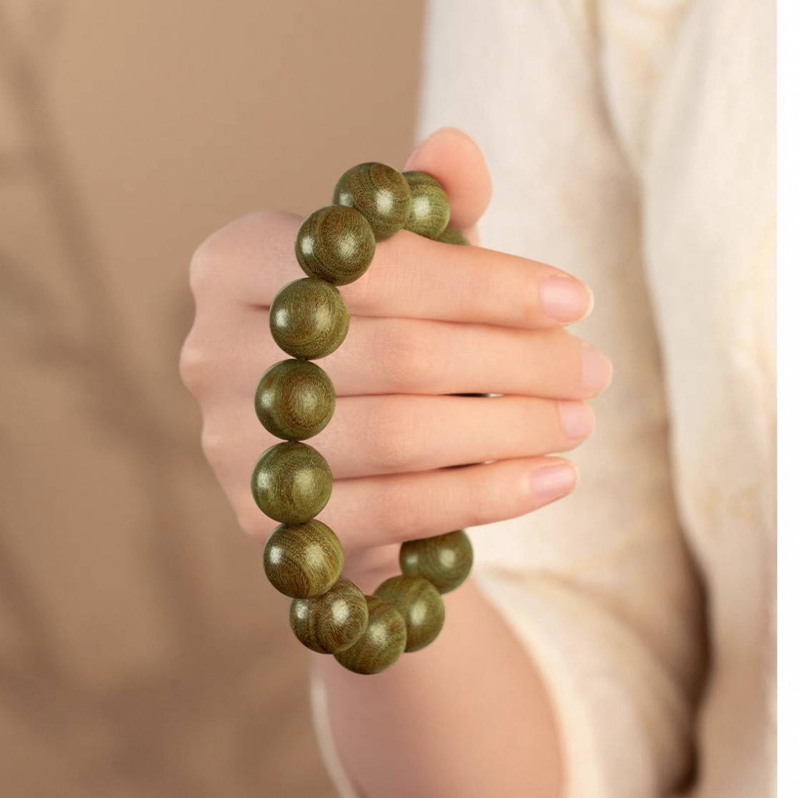Sweet Green Sandalwood Beads - Oxidizing Prayer Bracelet : - Seekcase