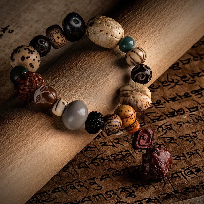 Sacred 18-Bead Bodhi Seed Bracelet : - Seekcase