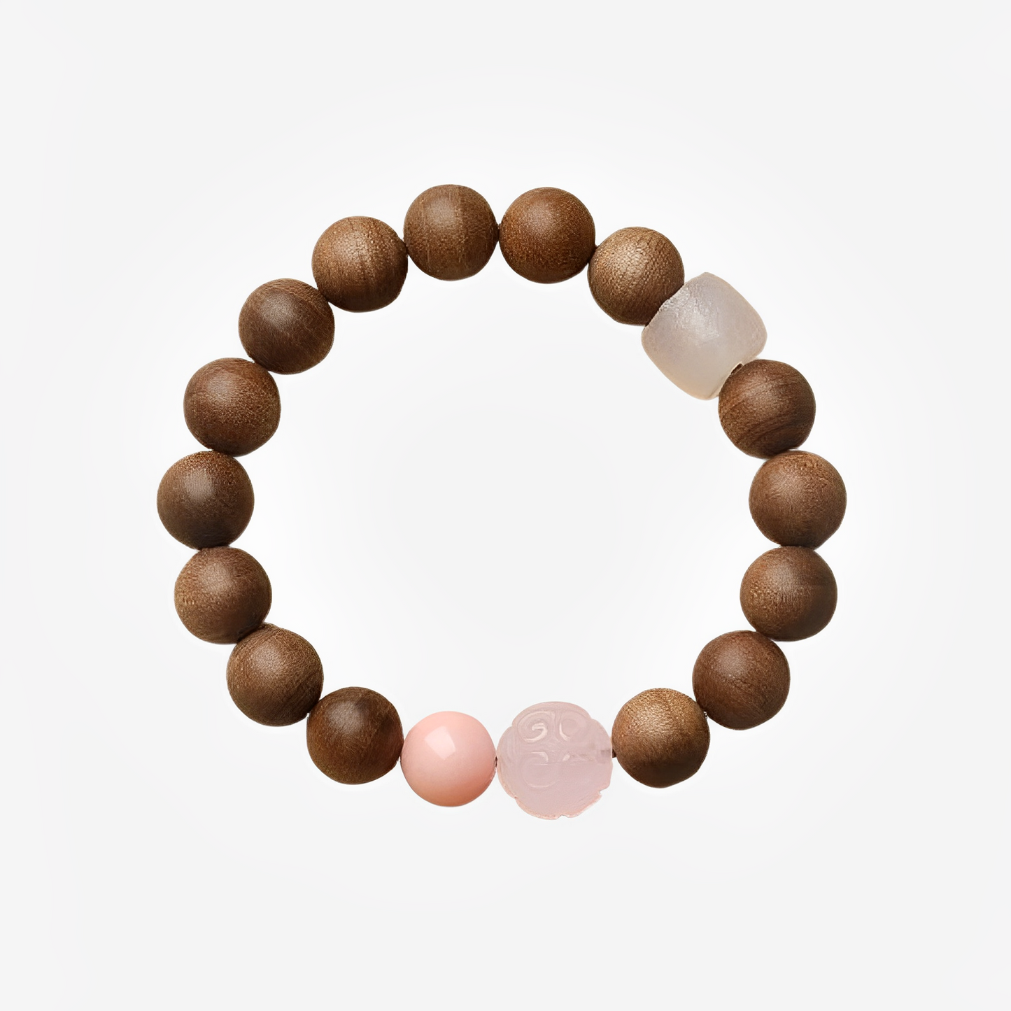 Old Sandalwood & Pink Crystal Wooden Bracelet : - Seekcase