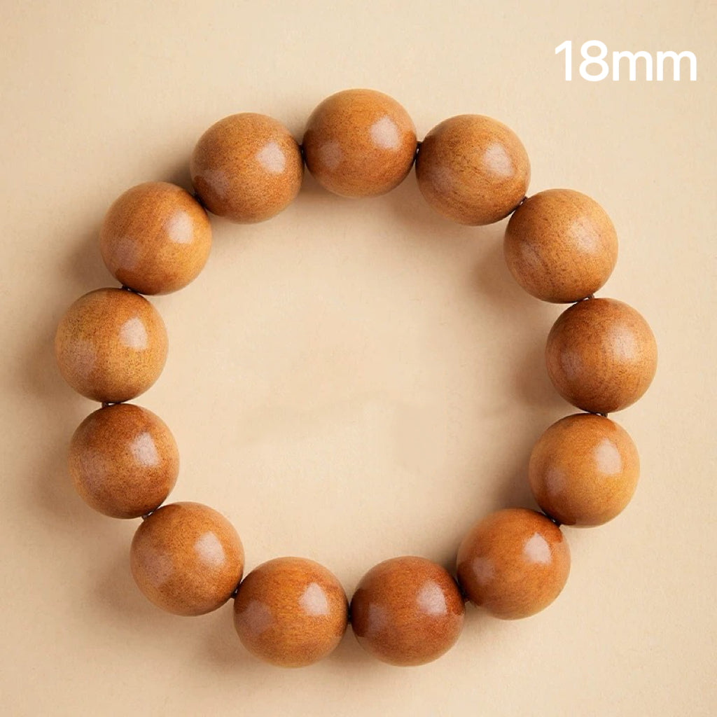 Mountain Guardian Mala – Sacred Peach Wood Purification Bracelet : 棕色 18mm - Seekcase