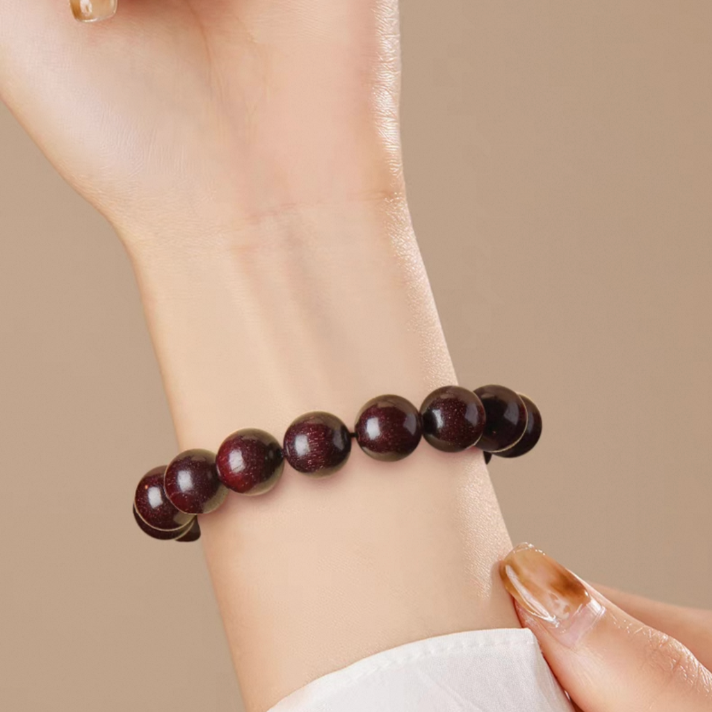 Sacred Flame Mala – Red Sandalwood Creativity Bracelet : - Seekcase