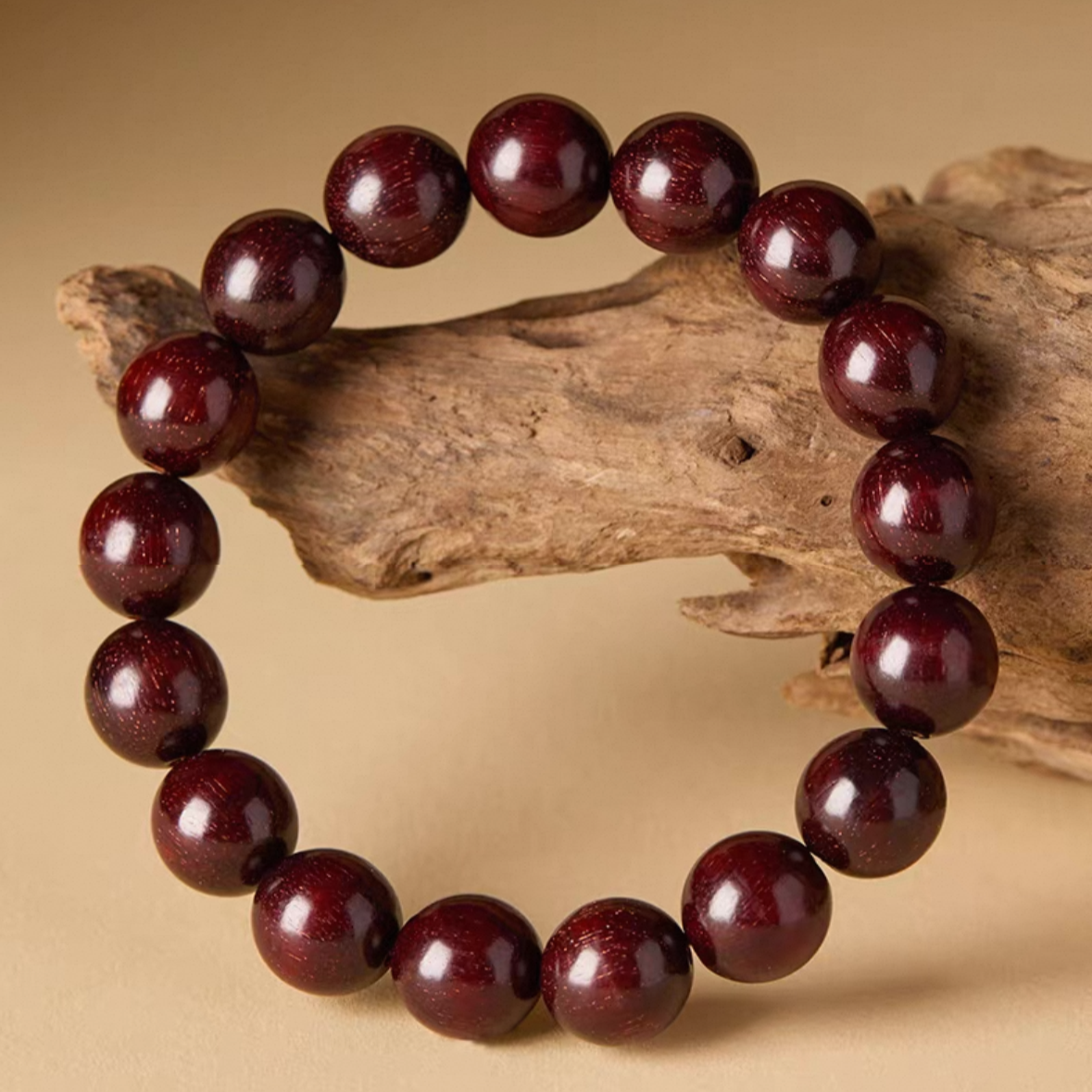 Sacred Flame Mala – Red Sandalwood Creativity Bracelet : - Seekcase