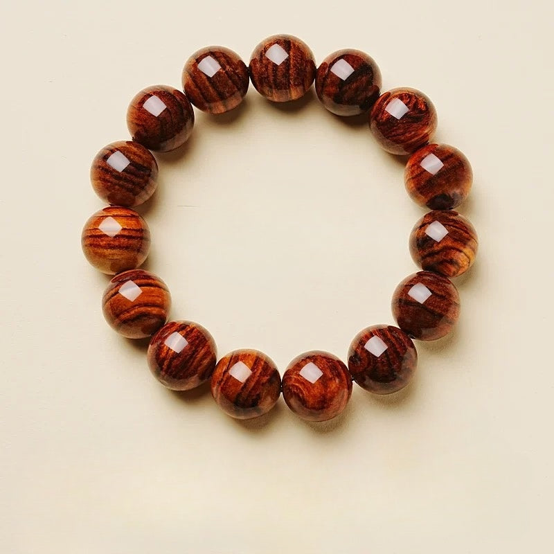 Creative Ember Mala – Huanghuali & Sandalwood Bracelet : Red 15mm - Seekcase