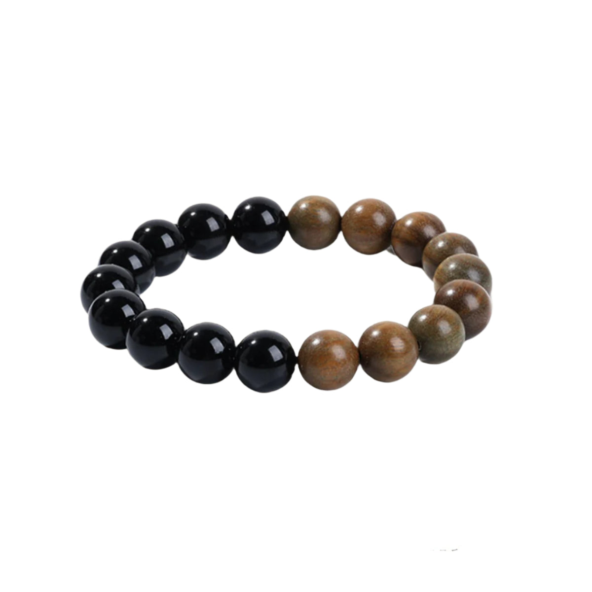 Black Obsidian & Green Sandalwood Bracelet : 10mm - Seekcase