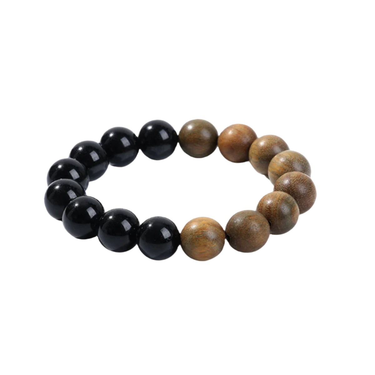Black Obsidian & Green Sandalwood Bracelet : 12mm - Seekcase