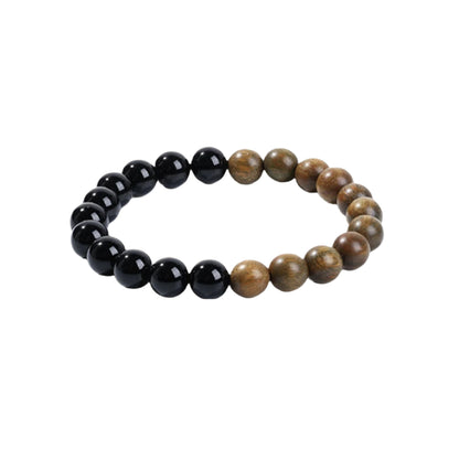 Green Sandalwood & Obsidian Beaded Bracelet (Copy) : 8mm - Seekcase