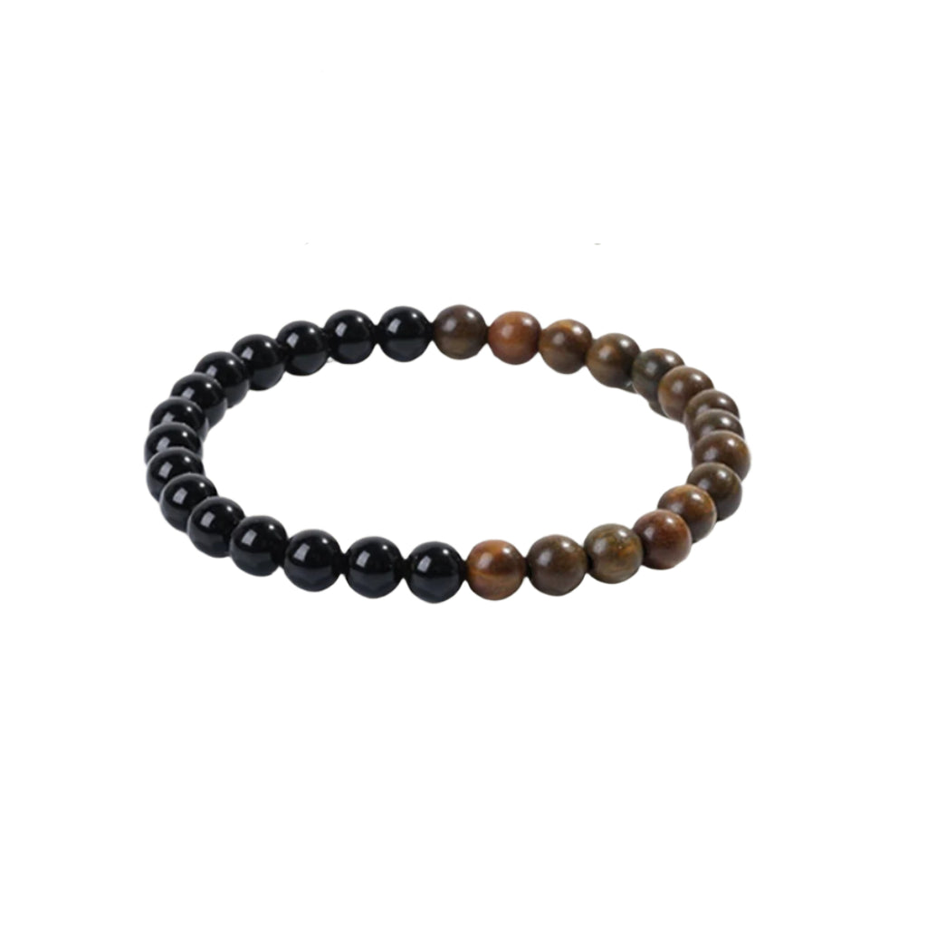 Black Obsidian & Green Sandalwood Bracelet : 6mm - Seekcase