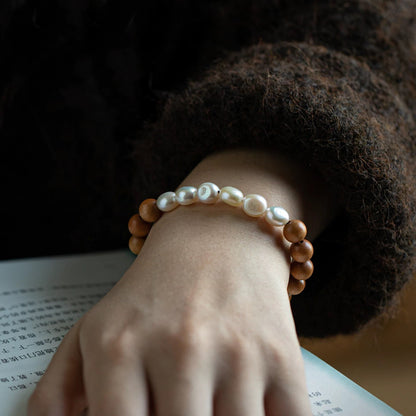 Peach Wood Pearl Bracelet : - Seekcase