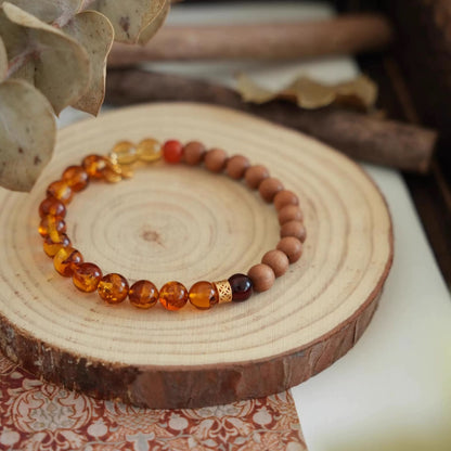 Amber Sandalwood & Citrine Bracelet : - Seekcase