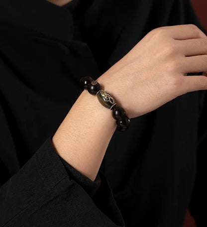 Sandalwood & Black Obsidian Bracelet : - Seekcase