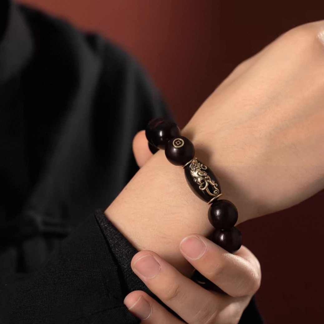 Sandalwood & Black Obsidian Bracelet : - Seekcase