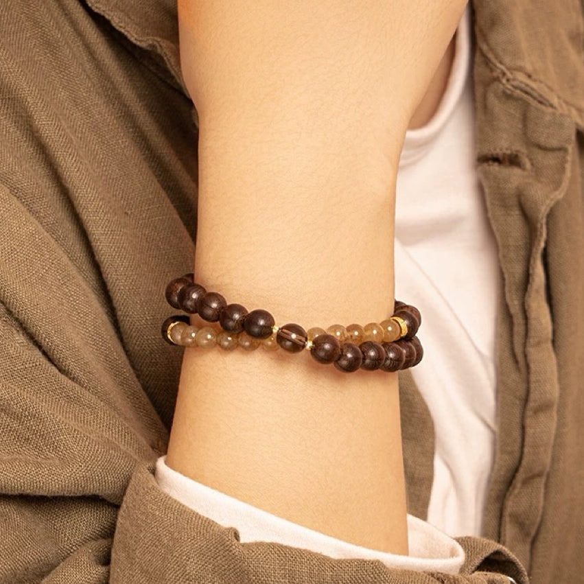 Six Woods & Jade Double-Loop Bracelet : - Seekcase