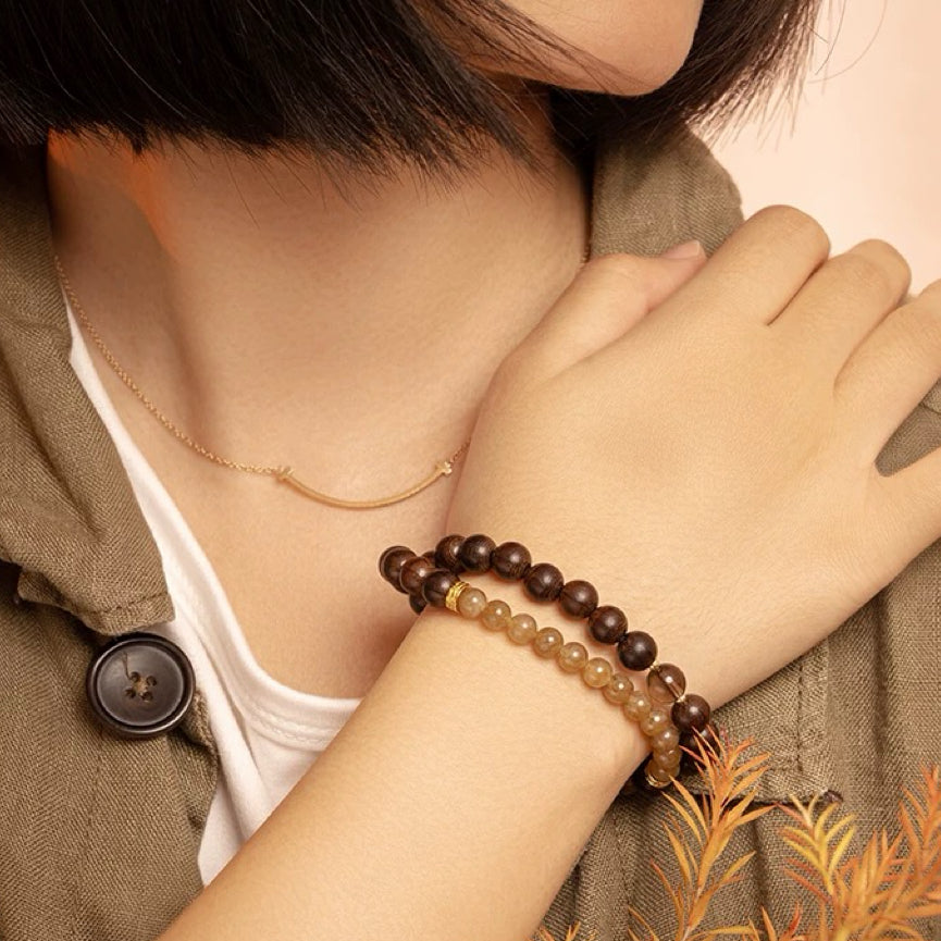 Six Woods & Jade Double-Loop Bracelet : - Seekcase