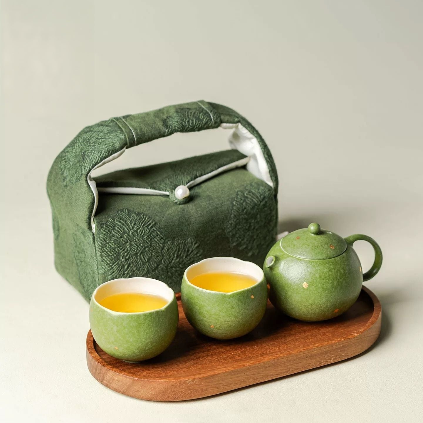 Green Citrus Portable Office Tea Set : - Seekcase