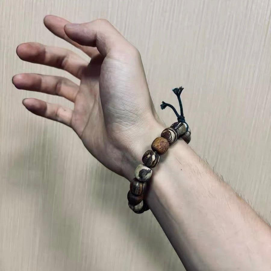 Agarwood "Rose Grain" Bracelet - Maillard Style Beads : - Seekcase