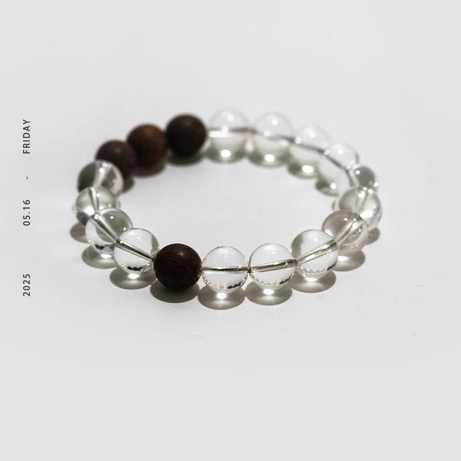 Clear Quartz & Sandalwood Clarity Bracelet : - Seekcase