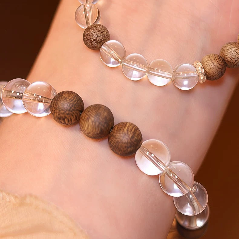 Clear Quartz & Sandalwood Clarity Bracelet : - Seekcase
