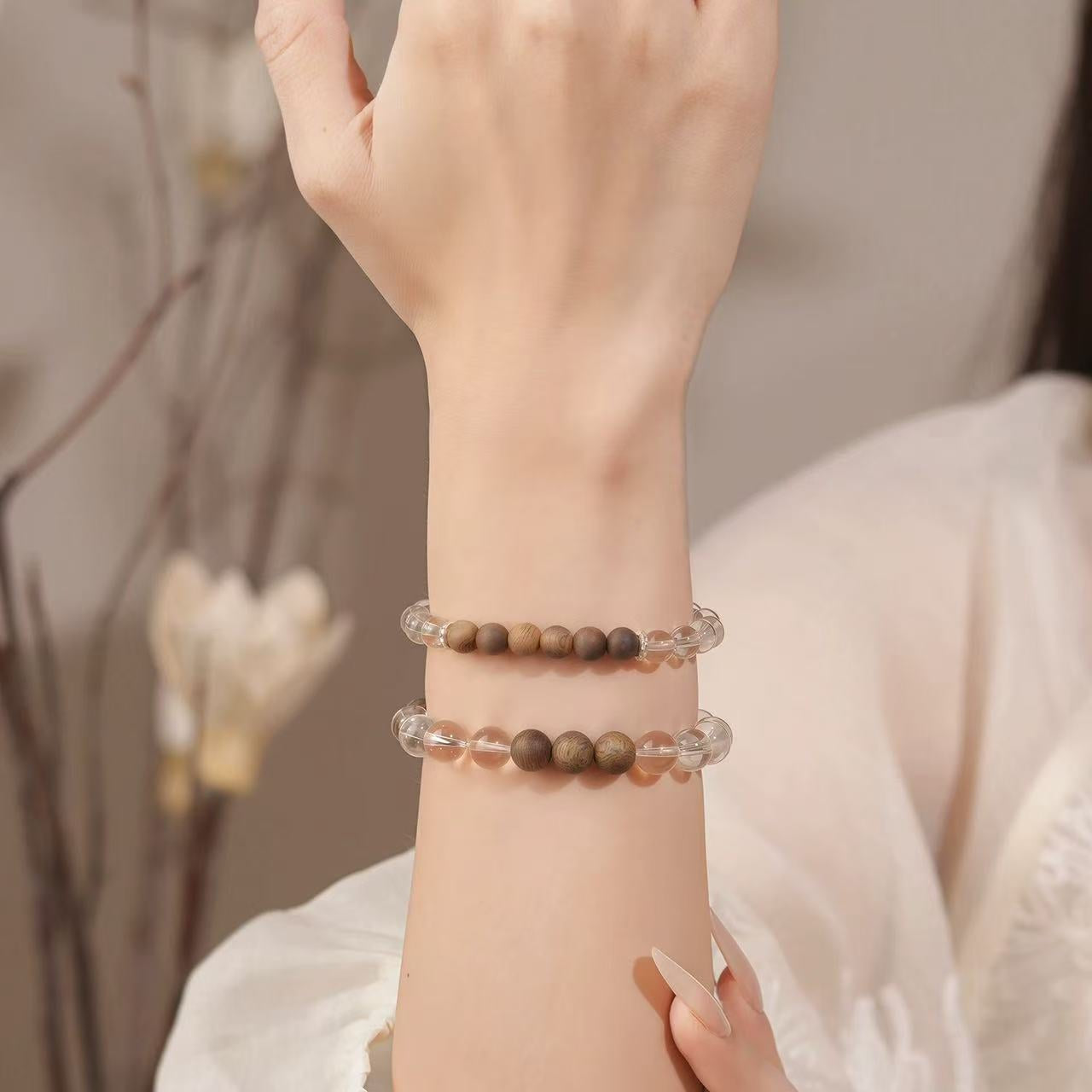 Clear Quartz & Sandalwood Clarity Bracelet : - Seekcase
