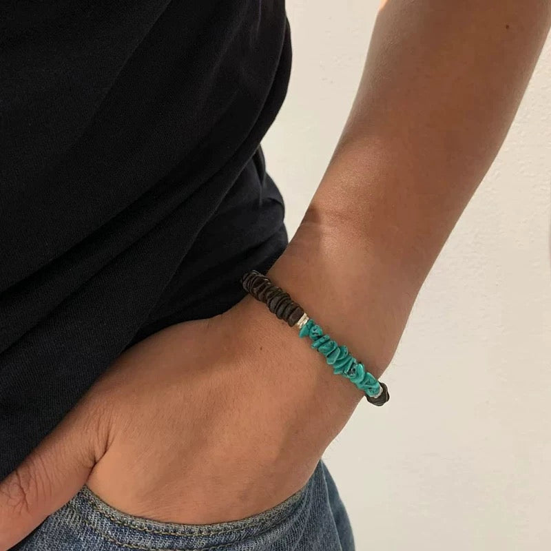 Agarwood & Turquoise Harmony Bracelet : - Seekcase