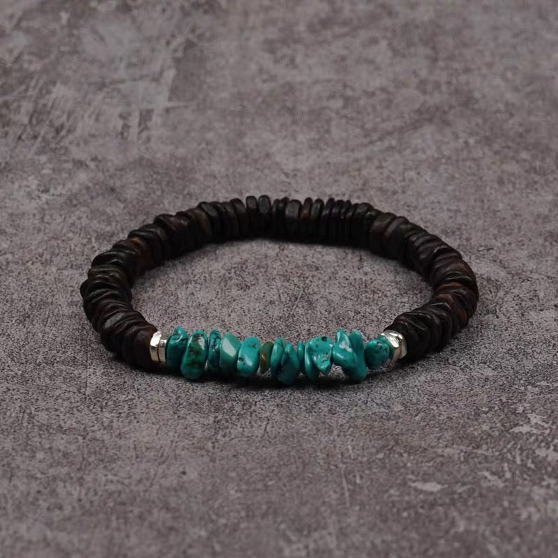 Agarwood & Turquoise Harmony Bracelet : - Seekcase