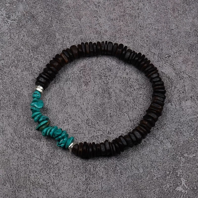 Agarwood & Turquoise Harmony Bracelet : - Seekcase