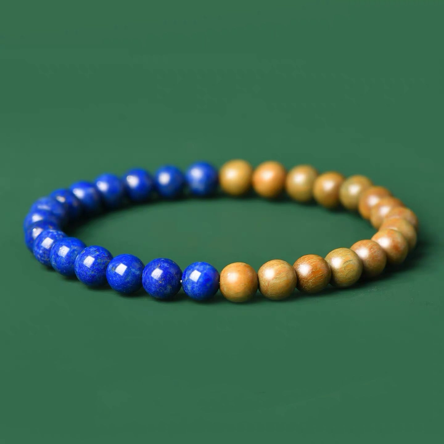Lapis Lazuli & Green Sandalwood Bracelet (Single/Dual Loop) : - Seekcase