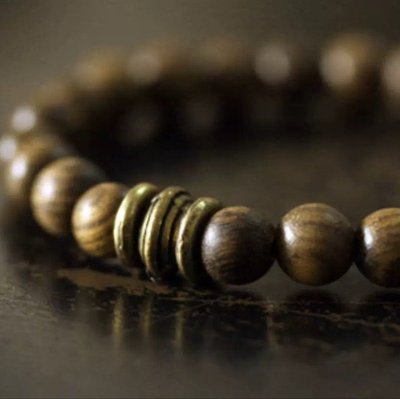 Sandalwood & Antiqued Alloy Vintage Bracelet : - Seekcase