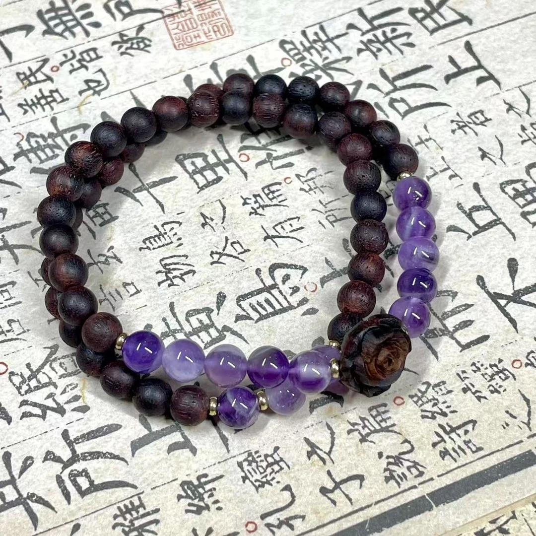 Amethyst & Sandalwood Serenity Bracelet : - Seekcase