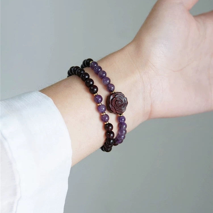 Amethyst & Sandalwood Serenity Bracelet : - Seekcase