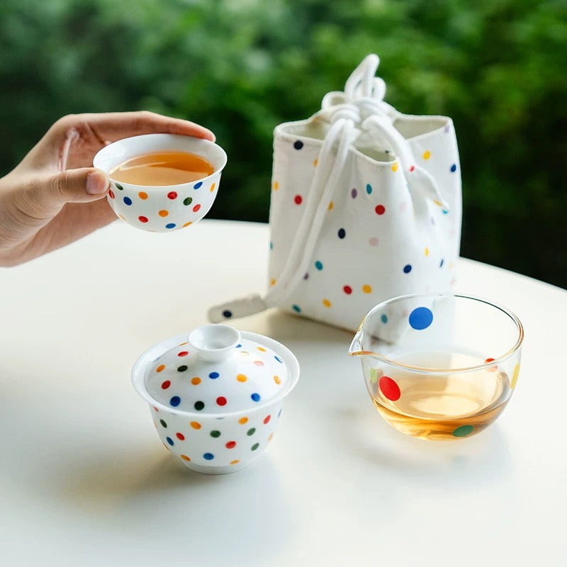 Polka-Dot Portable Office Gaiwan Set : - Seekcase