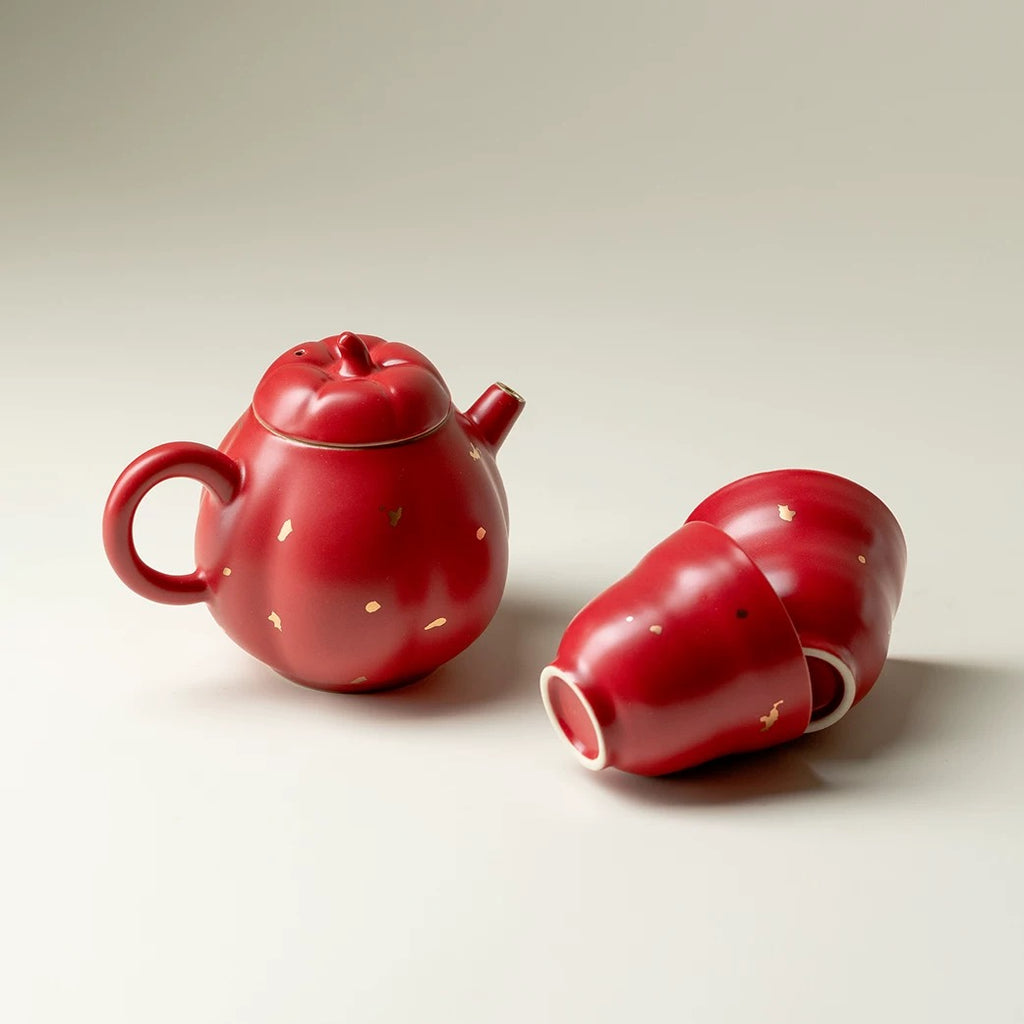 Red Pumpkin Portable Office Tea Set : - Seekcase