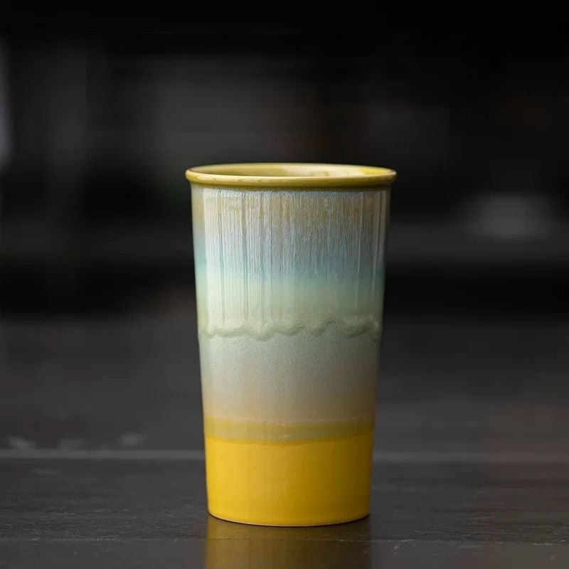 Flow Ceramic Cola & Milk Cup 380ml : Yellow - Seekcase