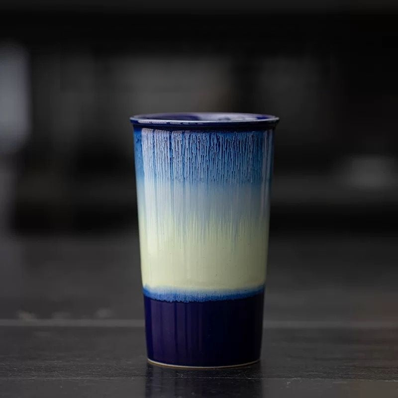 Flow Ceramic Cola & Milk Cup 380ml : Blue - Seekcase