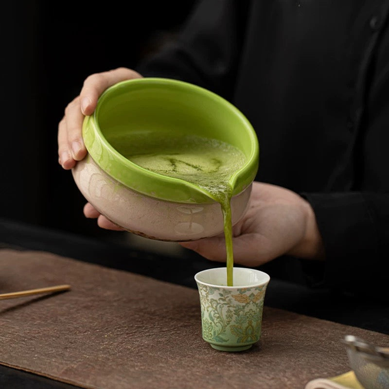 Pastel Moss Reactive Glaze Matcha Bowl 500ml