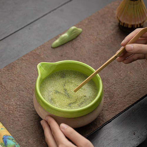 Pastel Moss Reactive Glaze Matcha Bowl 500ml : - Seekcase
