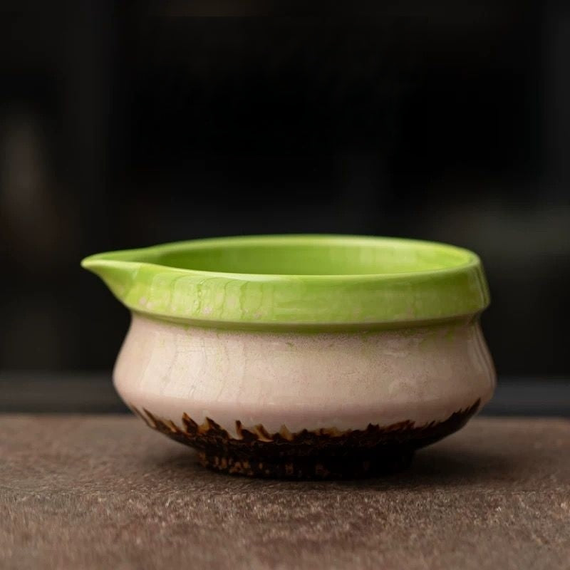 Pastel Moss Reactive Glaze Matcha Bowl 500ml : - Seekcase