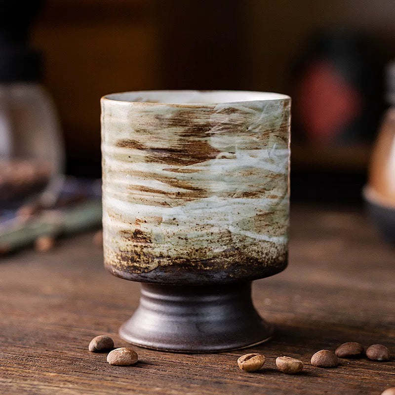 Artisan Hand-Painted Stemmed Sake Cup 210ml : - Seekcase