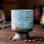 Artisan Hand-Painted Stemmed Sake Cup 210ml : Blue - Seekcase