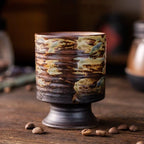 Artisan Hand-Painted Stemmed Sake Cup 210ml : Black - Seekcase