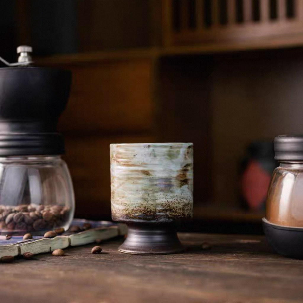 Artisan Hand-Painted Stemmed Sake Cup 210ml : - Seekcase