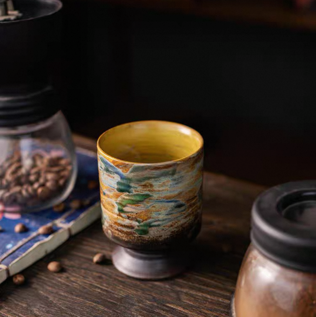 Artisan Hand-Painted Stemmed Sake Cup 210ml : - Seekcase