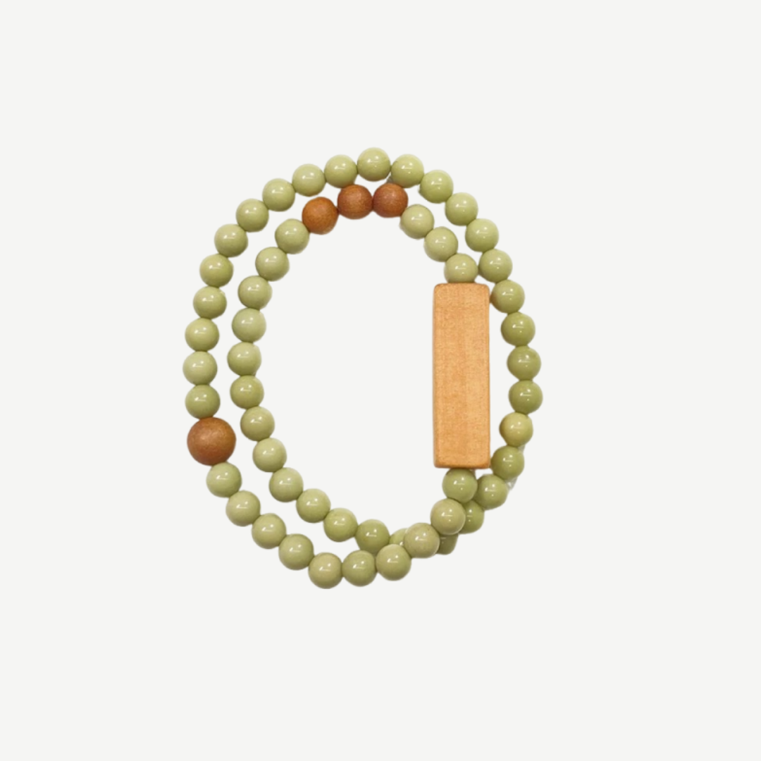 Verdant Harmony Bracelet – Sandalwood & Agate Charm : 5.5mm Green - Seekcase