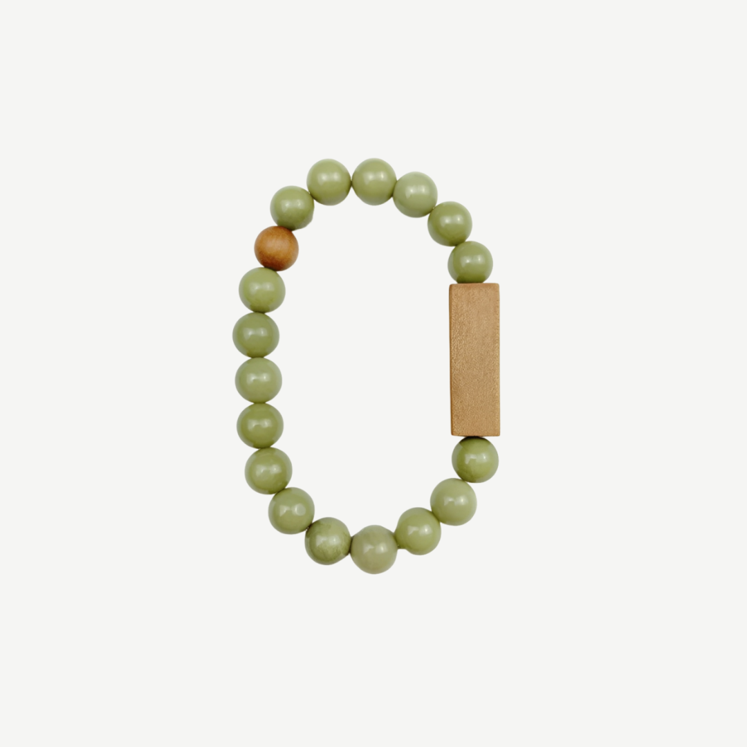 Verdant Harmony Bracelet – Sandalwood & Agate Charm : 8mm Green - Seekcase