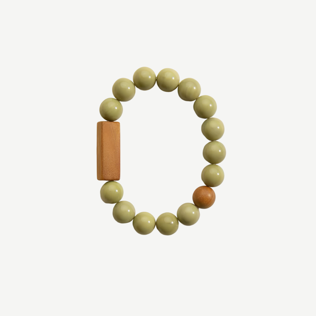 Verdant Harmony Bracelet – Sandalwood & Agate Charm : 10mm Green - Seekcase