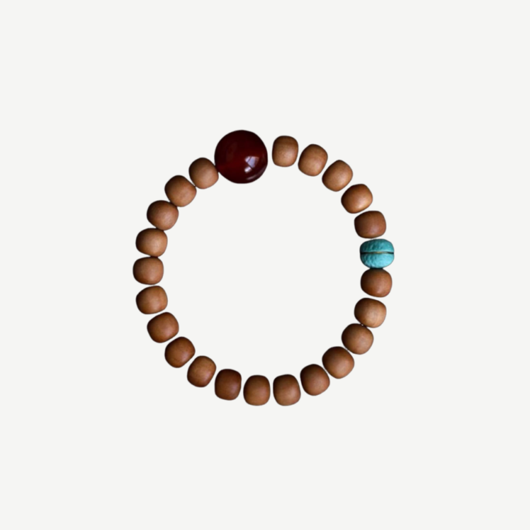 Lunar Guardian Bracelet – Sandalwood & Turquoise Sleep Charm : - Seekcase