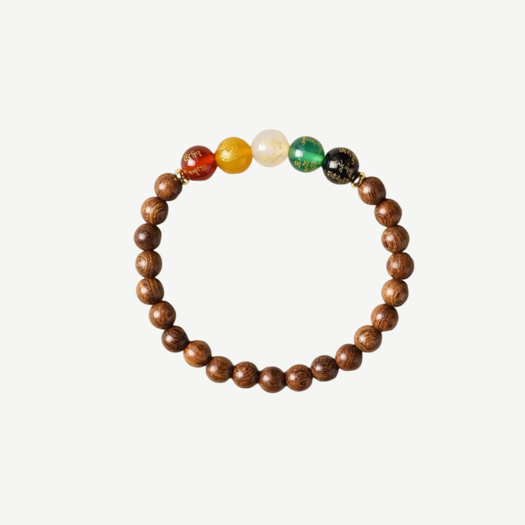 Prosperity Path Bracelet - Sandalwood & Agate Success Mala : 6mm Brown - Seekcase